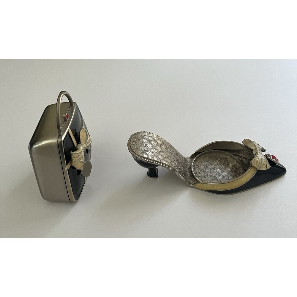 Partylite Audrey Shoe & Purse Set Votive Candle Holders Enamel Rhinestone - Picture 5 of 10